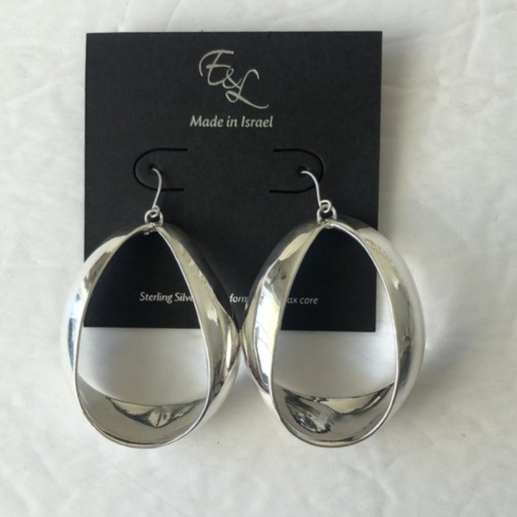 E&L Israel Electroform Earrings Sterling Silver 2.5in long - Picture 6 of 12